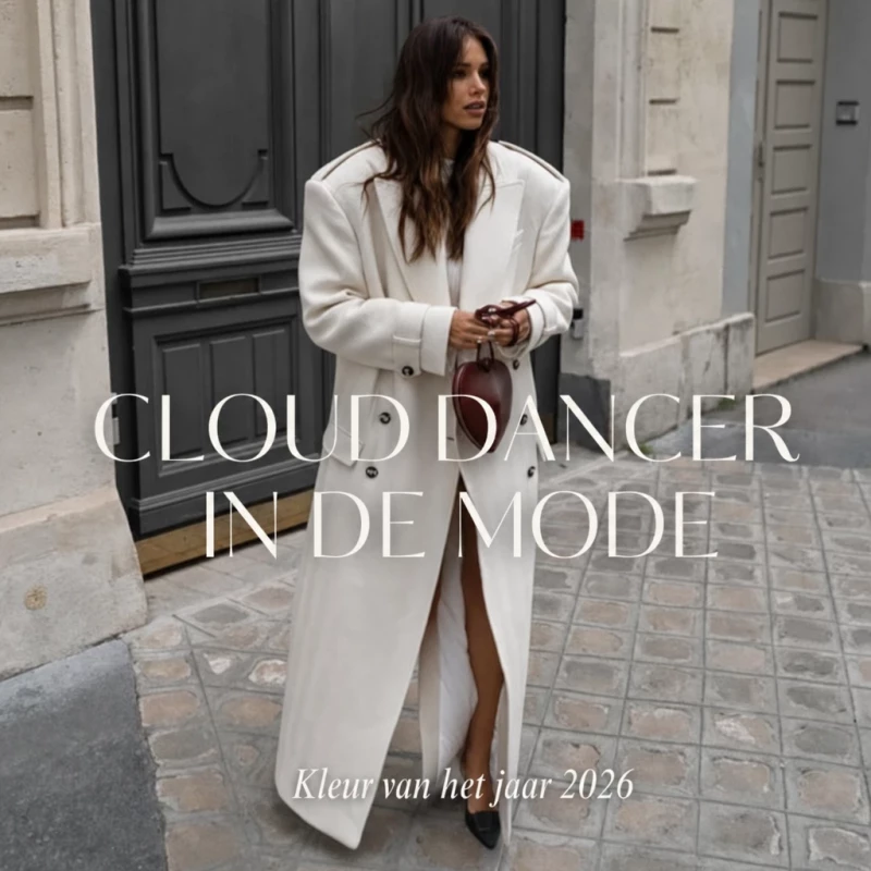 Kleur van het jaar 2026 volgens Pantone in de mode: Cloud Dancer